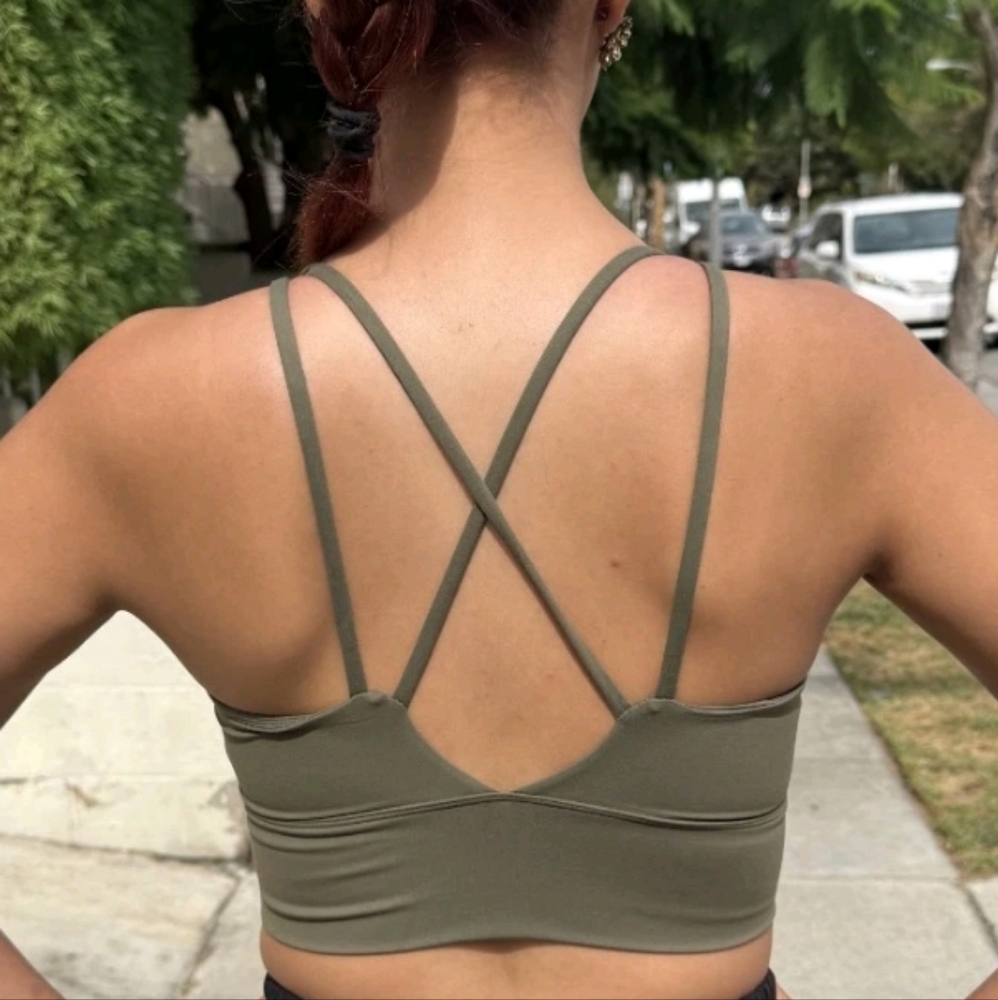 OTOS Fitness Sport Bra Crop Top Padded Strappy Medium Support Green Various